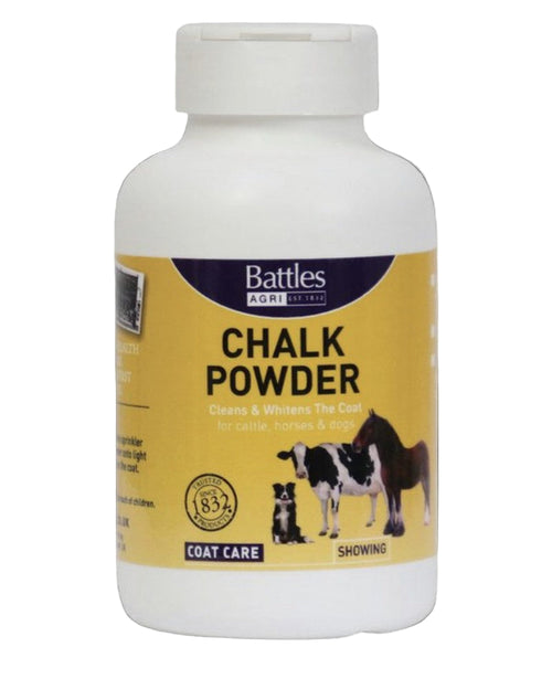 Bottle of Battles Agri-Mineral Chalk Powder on a white background