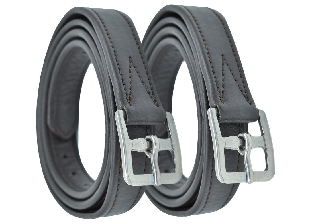 Dever Platinum Hide Covered Leathers Curved Buckle