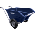 Blue wheelbarrow with 'JFC Agri' branding on a white background